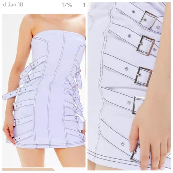 Iamgia Spectrum White Buckle Tron Bandage Mini Dress Xs - Picture 4 of 14